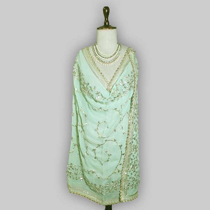 Pista Green Color Elegant Georgette Dupatta with Gota Patti Work | Festive & Wedding Dupatta  Fabric