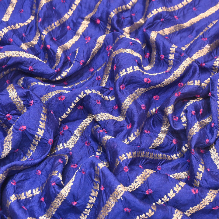 Premium Pure Chiniya Silk Zari Bandhej Fabric | Bandhej Fabric | 002171-07
