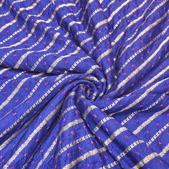 Premium Pure Chiniya Silk Zari Bandhej Fabric | Bandhej Fabric | 002171-07