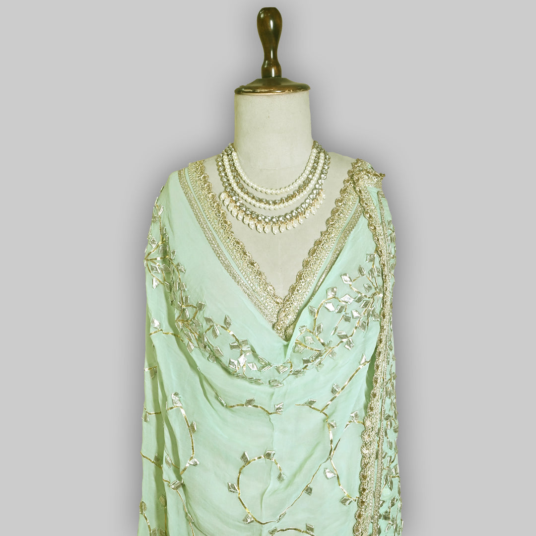 Pista Green Color Elegant Georgette Dupatta with Gota Patti Work | Festive & Wedding Dupatta  Fabric