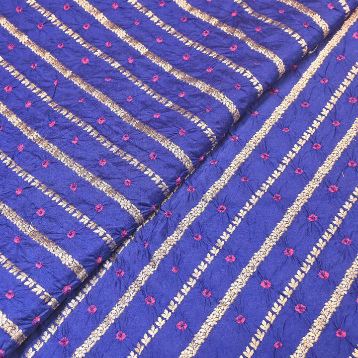 Premium Pure Chiniya Silk Zari Bandhej Fabric | Bandhej Fabric | 002171-07