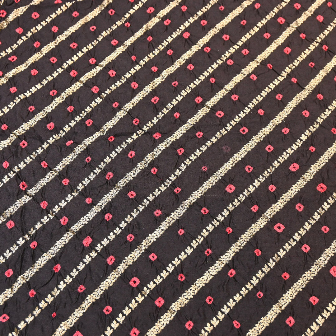 Premium Pure Chiniya Silk Zari Bandhej Fabric | Bandhej Fabric | 002171-08