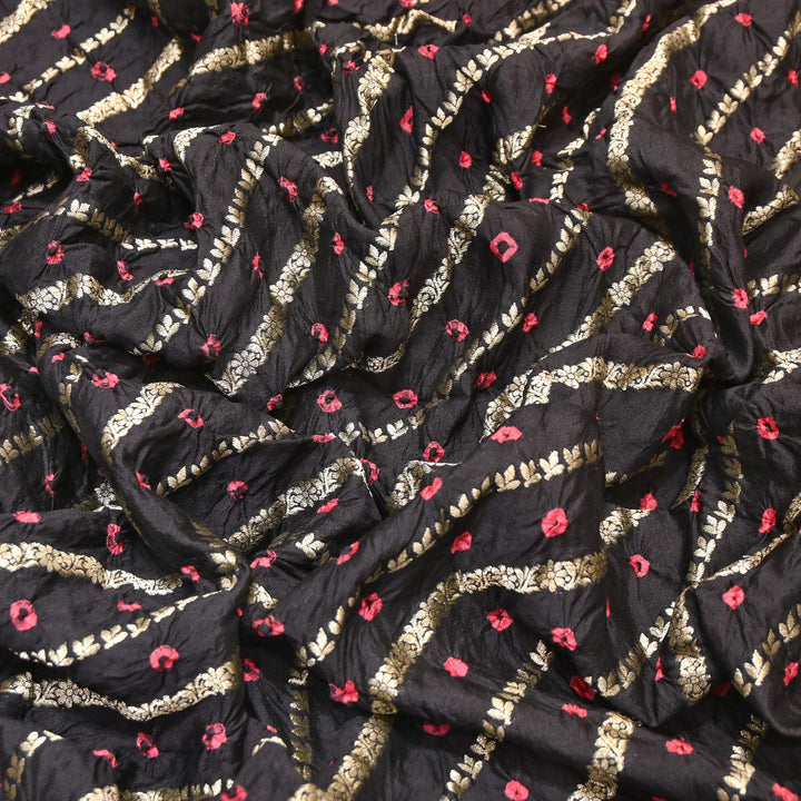 Premium Pure Chiniya Silk Zari Bandhej Fabric | Bandhej Fabric | 002171-08