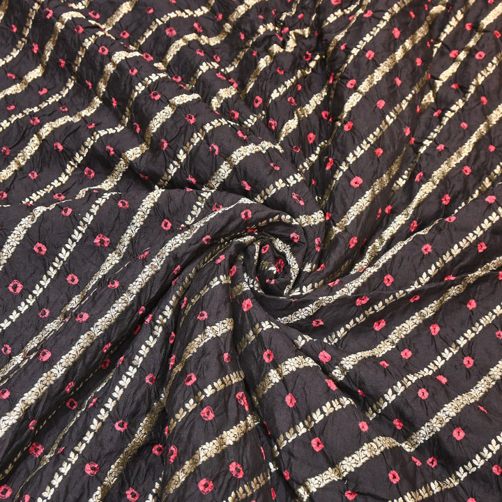 Premium Pure Chiniya Silk Zari Bandhej Fabric | Bandhej Fabric | 002171-08
