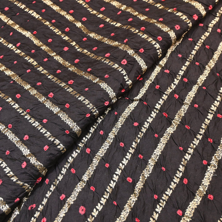 Premium Pure Chiniya Silk Zari Bandhej Fabric | Bandhej Fabric | 002171-08