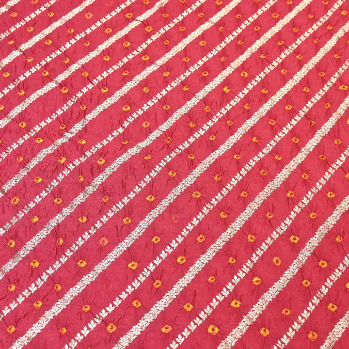 Premium Pure Chiniya Silk Zari Bandhej Fabric | Bandhej Fabric | 002171-09