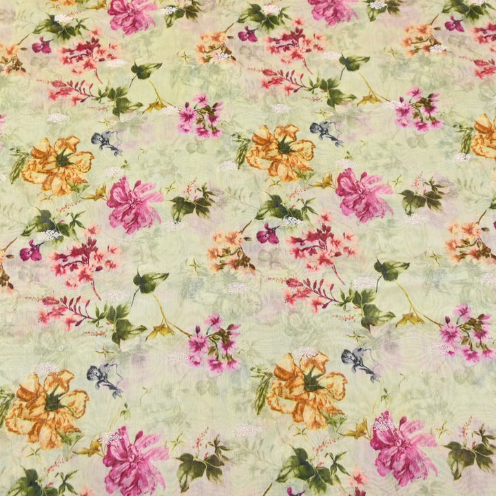 Silk Chanderi Zari Print Fabric | Designer Fabric | GE1970-01