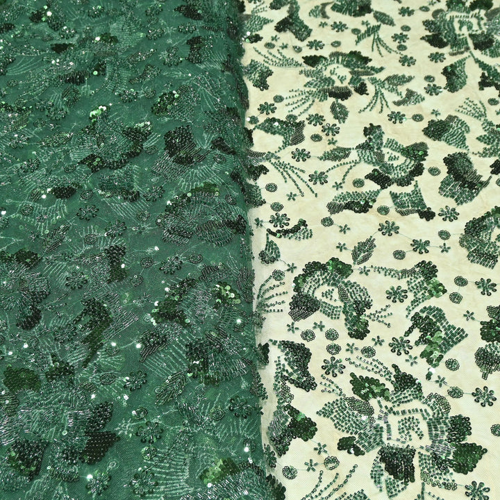 Luxury Imported Heavy Cut Dana, Beads & Sequins Embroidered Net Fabric | D88409-2