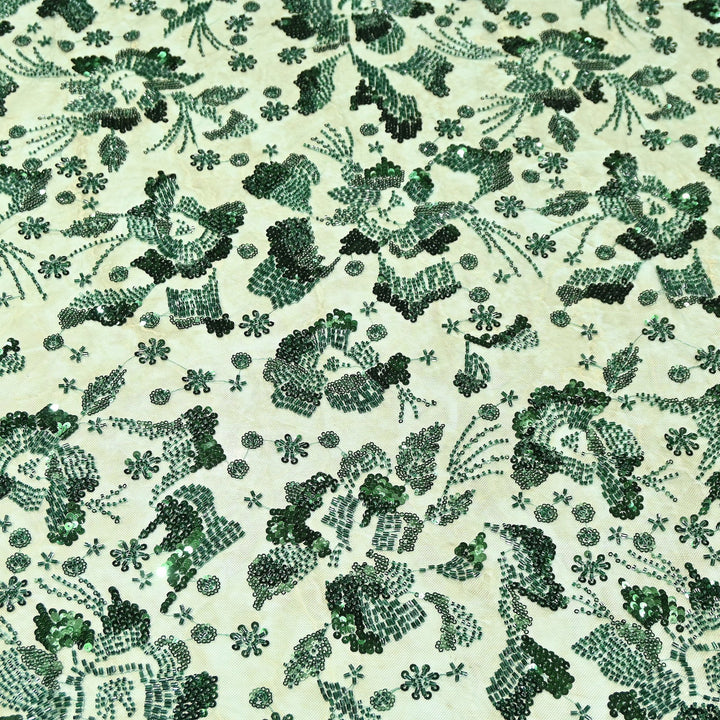 Luxury Imported Heavy Cut Dana, Beads & Sequins Embroidered Net Fabric | D88409-2
