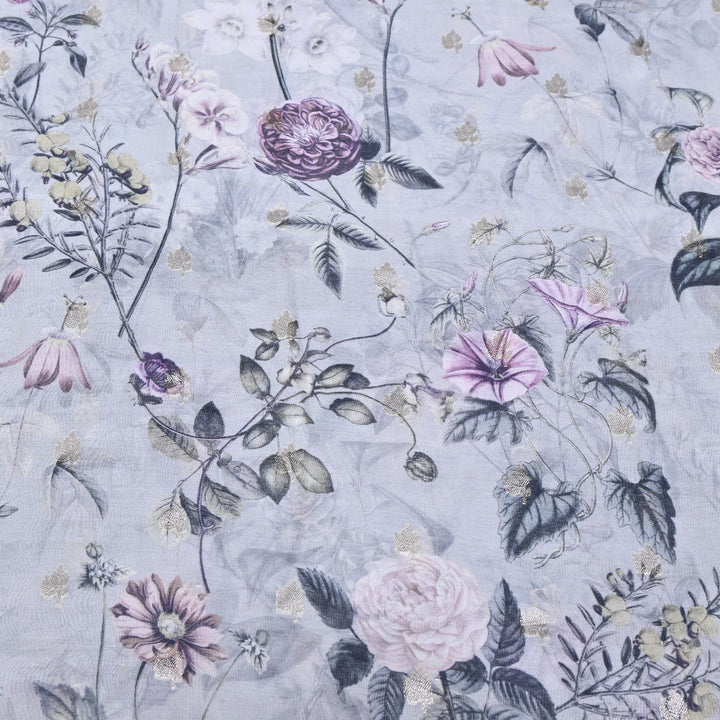 Silk Chanderi Zari Print Fabric | Designer Fabric | GE1970-02