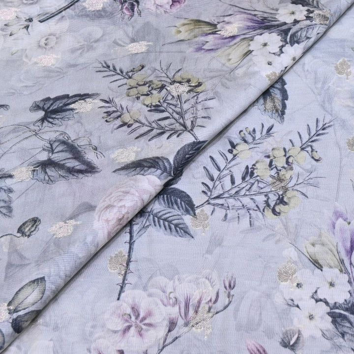 Silk Chanderi Zari Print Fabric | Designer Fabric | GE1970-02