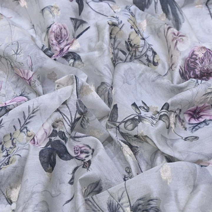 Silk Chanderi Zari Print Fabric | Designer Fabric | GE1970-02