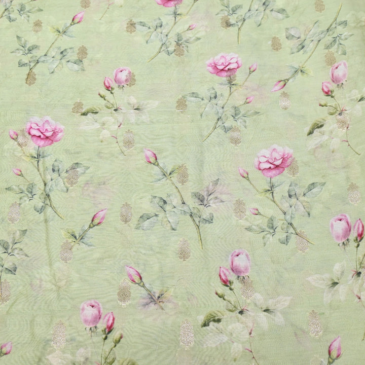 Silk Chanderi Zari Print Fabric | Designer Fabric | GE1970-03