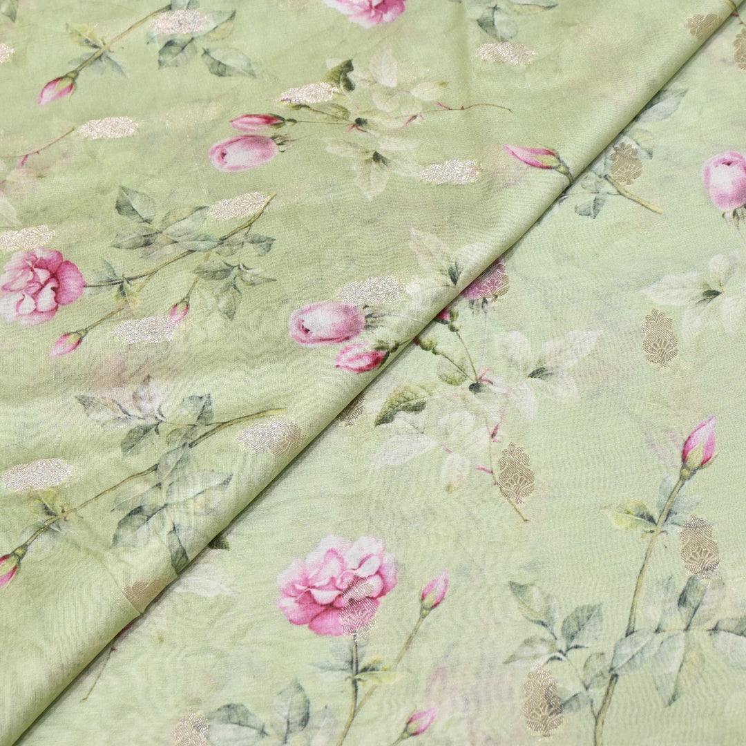 Silk Chanderi Zari Print Fabric | Designer Fabric | GE1970-03