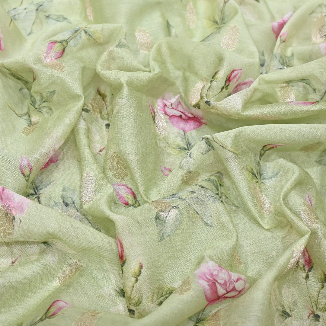 Silk Chanderi Zari Print Fabric | Designer Fabric | GE1970-03