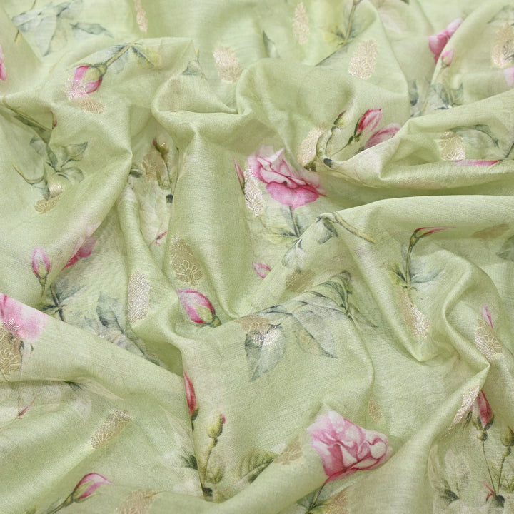 Silk Chanderi Zari Print Fabric | Designer Fabric | GE1970-03