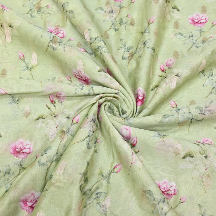 Silk Chanderi Zari Print Fabric | Designer Fabric | GE1970-03