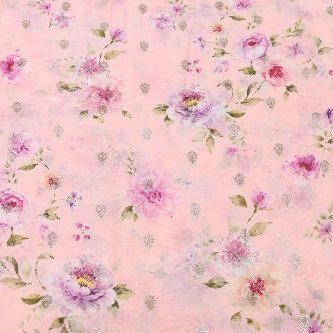 Silk Chanderi Zari Print Fabric | Designer Fabric | GE1970-05
