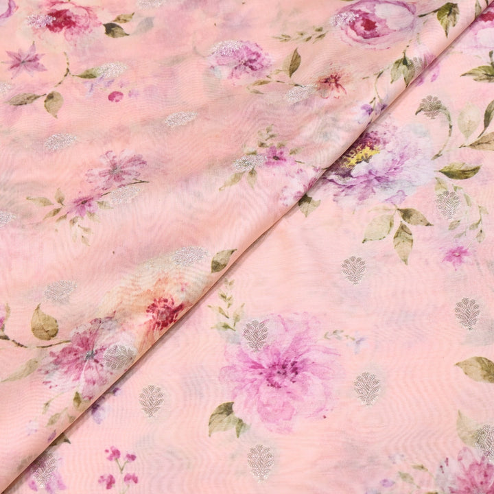 Silk Chanderi Zari Print Fabric | Designer Fabric | GE1970-05