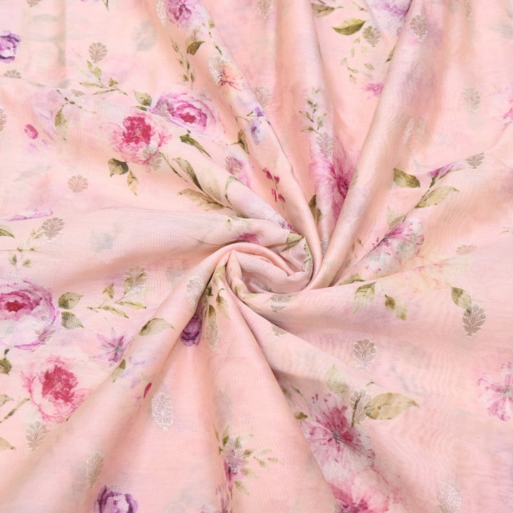 Silk Chanderi Zari Print Fabric | Designer Fabric | GE1970-05