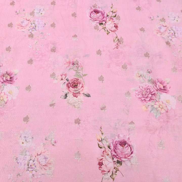 Silk Chanderi Zari Print Fabric | Designer Fabric | GE1970-06