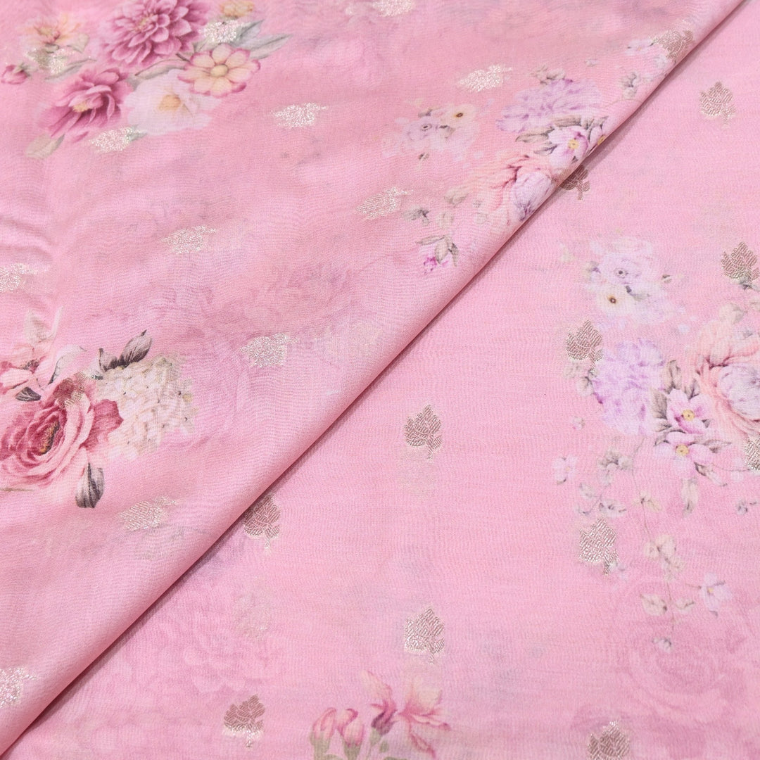 Silk Chanderi Zari Print Fabric | Designer Fabric | GE1970-06