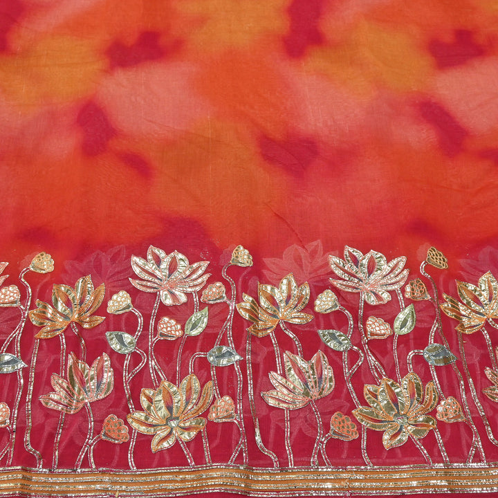 Premium Mul Chanderi Gota & Zari Embroidery Fabric – Luxury Designer Ethnic Fabric | D-16998-1