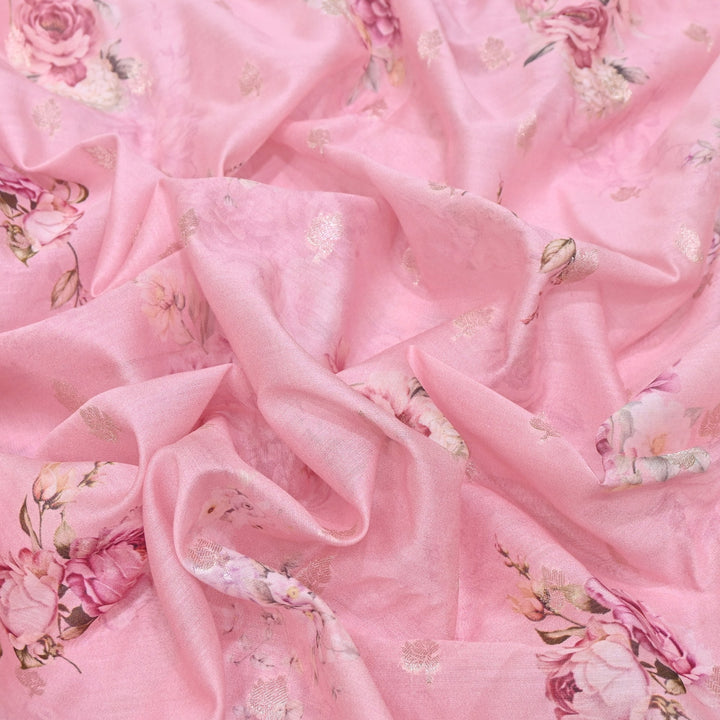Silk Chanderi Zari Print Fabric | Designer Fabric | GE1970-06