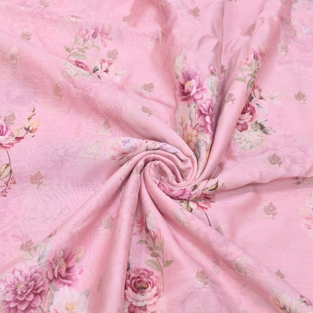 Silk Chanderi Zari Print Fabric | Designer Fabric | GE1970-06
