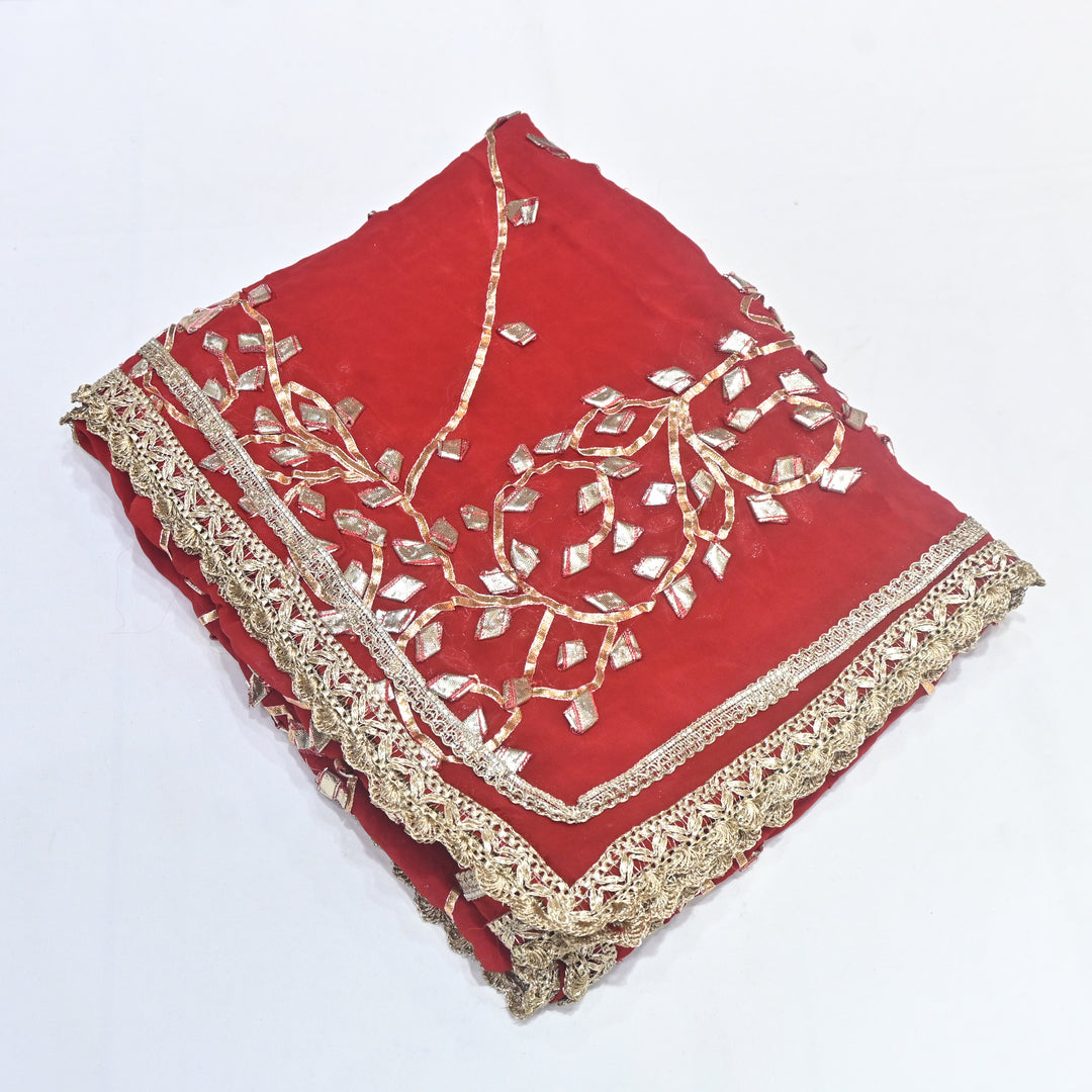 Red Color Elegant Georgette Dupatta with Gota Patti Work | Festive & Wedding Dupatta  Fabric