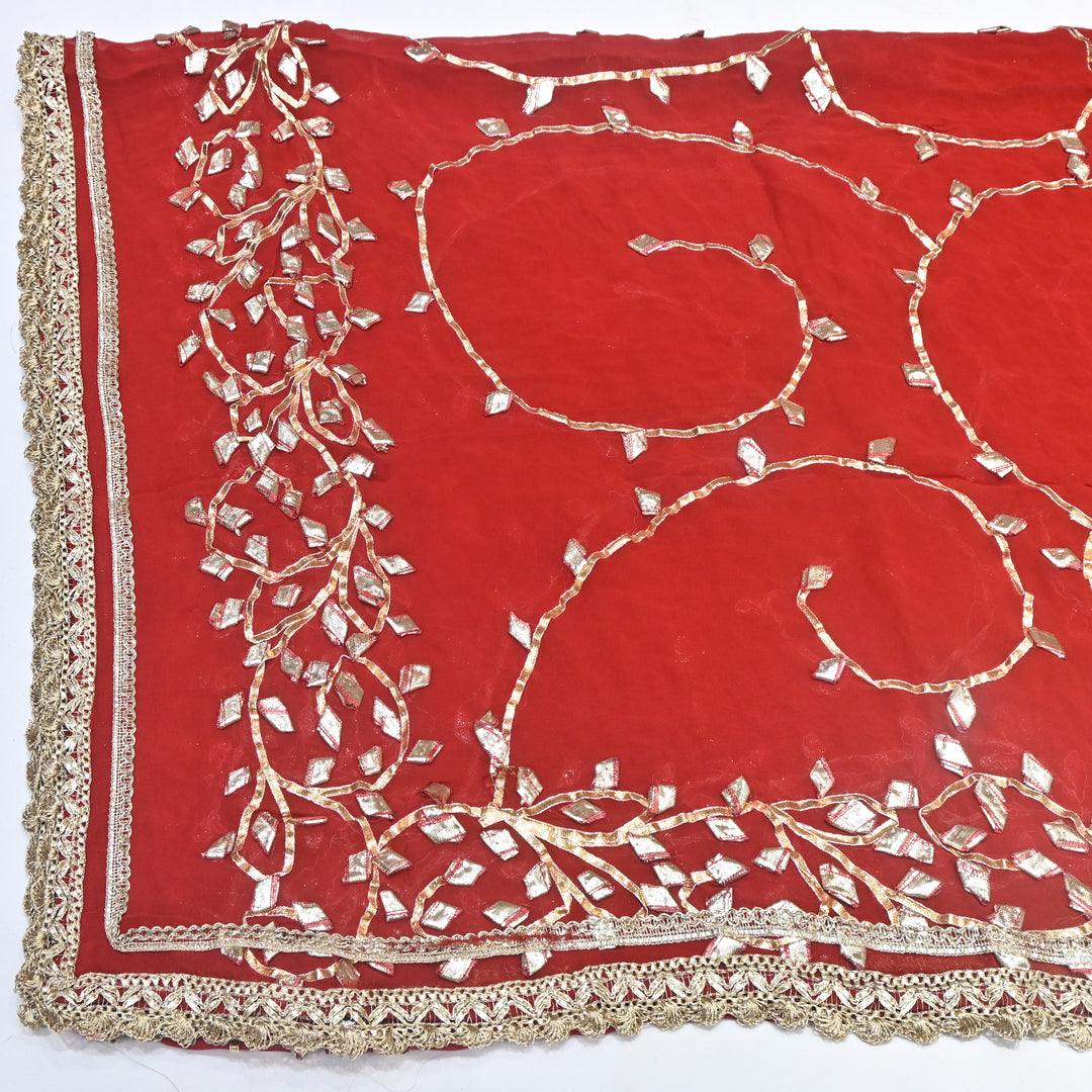 Red Color Elegant Georgette Dupatta with Gota Patti Work | Festive & Wedding Dupatta  Fabric