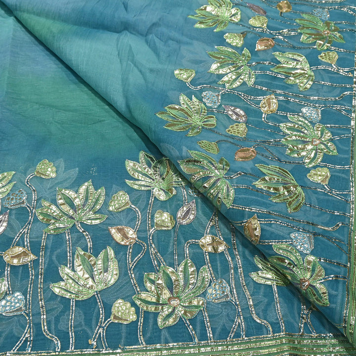 Premium Mul Chanderi Gota & Zari Embroidery Fabric – Luxury Designer Ethnic Fabric | D-16998-2