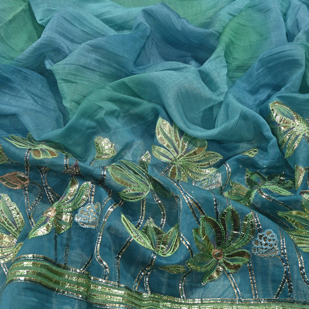 Premium Mul Chanderi Gota & Zari Embroidery Fabric – Luxury Designer Ethnic Fabric | D-16998-2