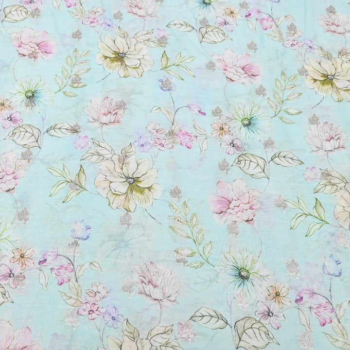 Silk Chanderi Zari Print Fabric | Designer Fabric | GE1970-08