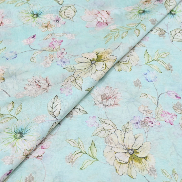 Silk Chanderi Zari Print Fabric | Designer Fabric | GE1970-08