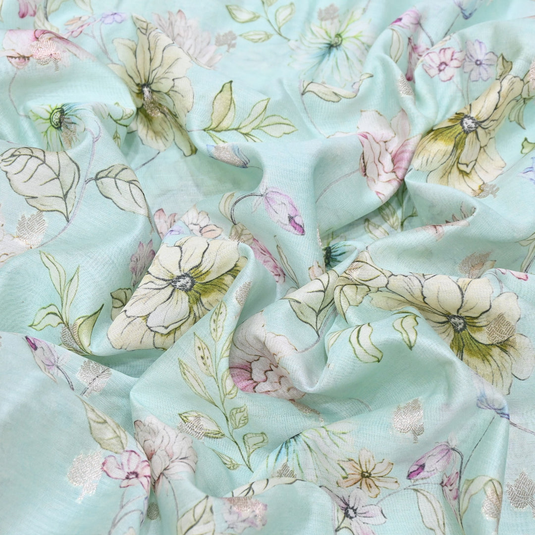 Silk Chanderi Zari Print Fabric | Designer Fabric | GE1970-08