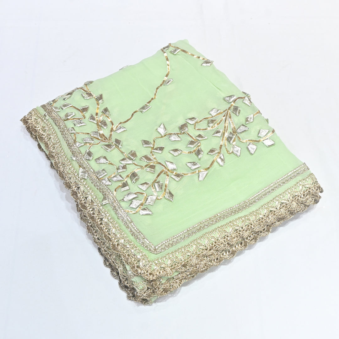 Pista Green Color Elegant Georgette Dupatta with Gota Patti Work | Festive & Wedding Dupatta  Fabric