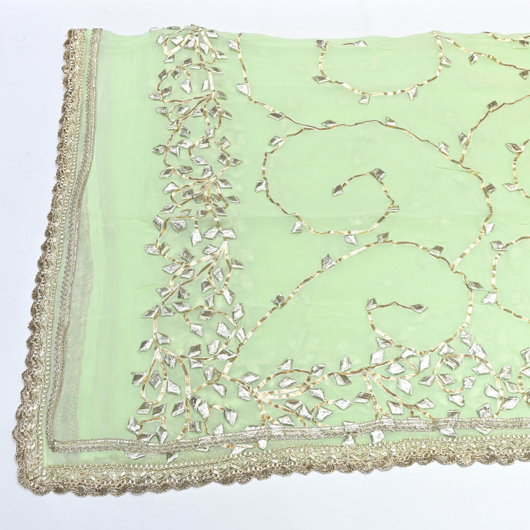 Pista Green Color Elegant Georgette Dupatta with Gota Patti Work | Festive & Wedding Dupatta  Fabric