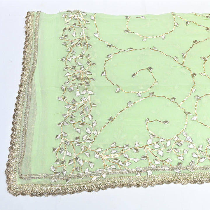 Pista Green Color Elegant Georgette Dupatta with Gota Patti Work | Festive & Wedding Dupatta  Fabric