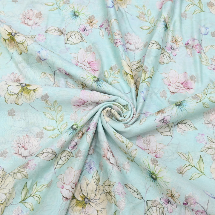 Silk Chanderi Zari Print Fabric | Designer Fabric | GE1970-08