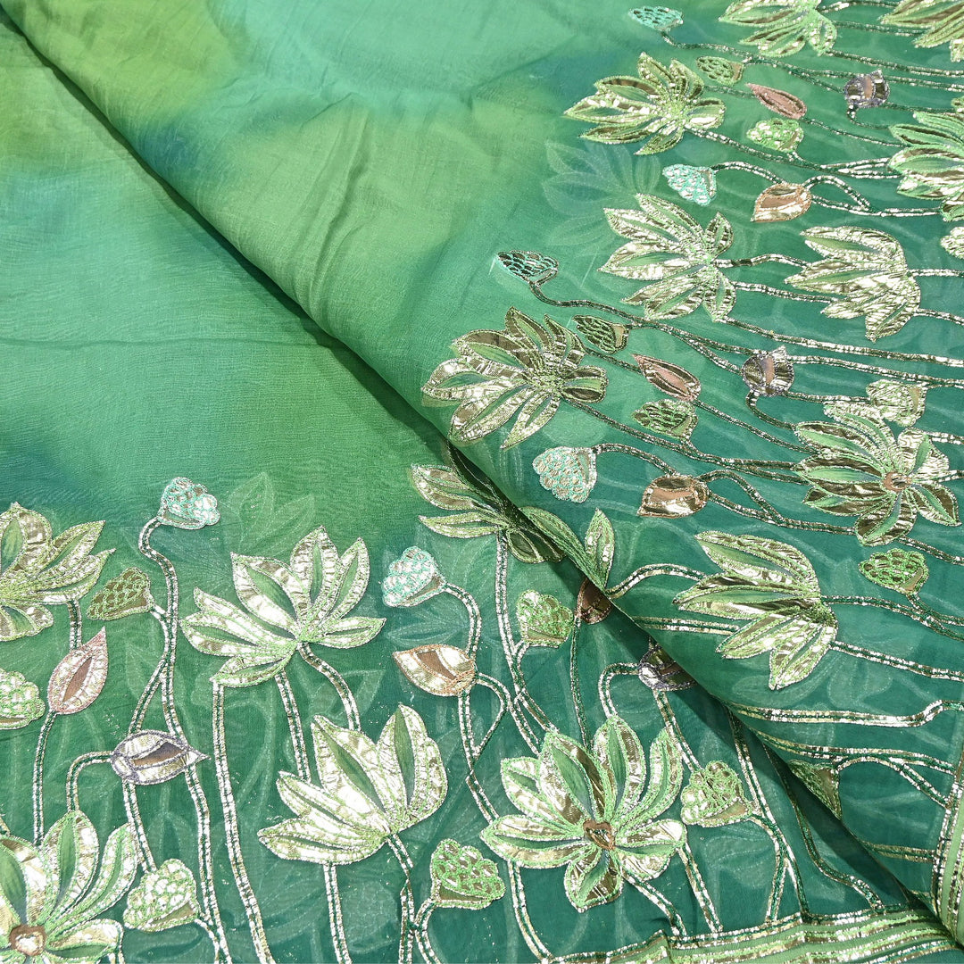 Premium Mul Chanderi Gota & Zari Embroidery Fabric – Luxury Designer Ethnic Fabric | D-16998-3