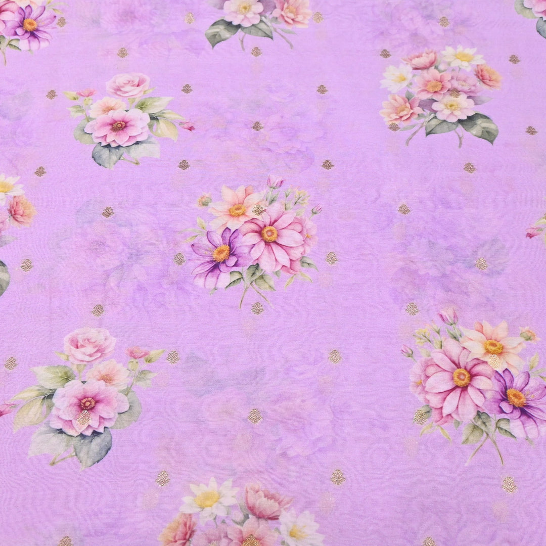 Silk Chanderi Zari Print Fabric | Designer Fabric | GE1970-09