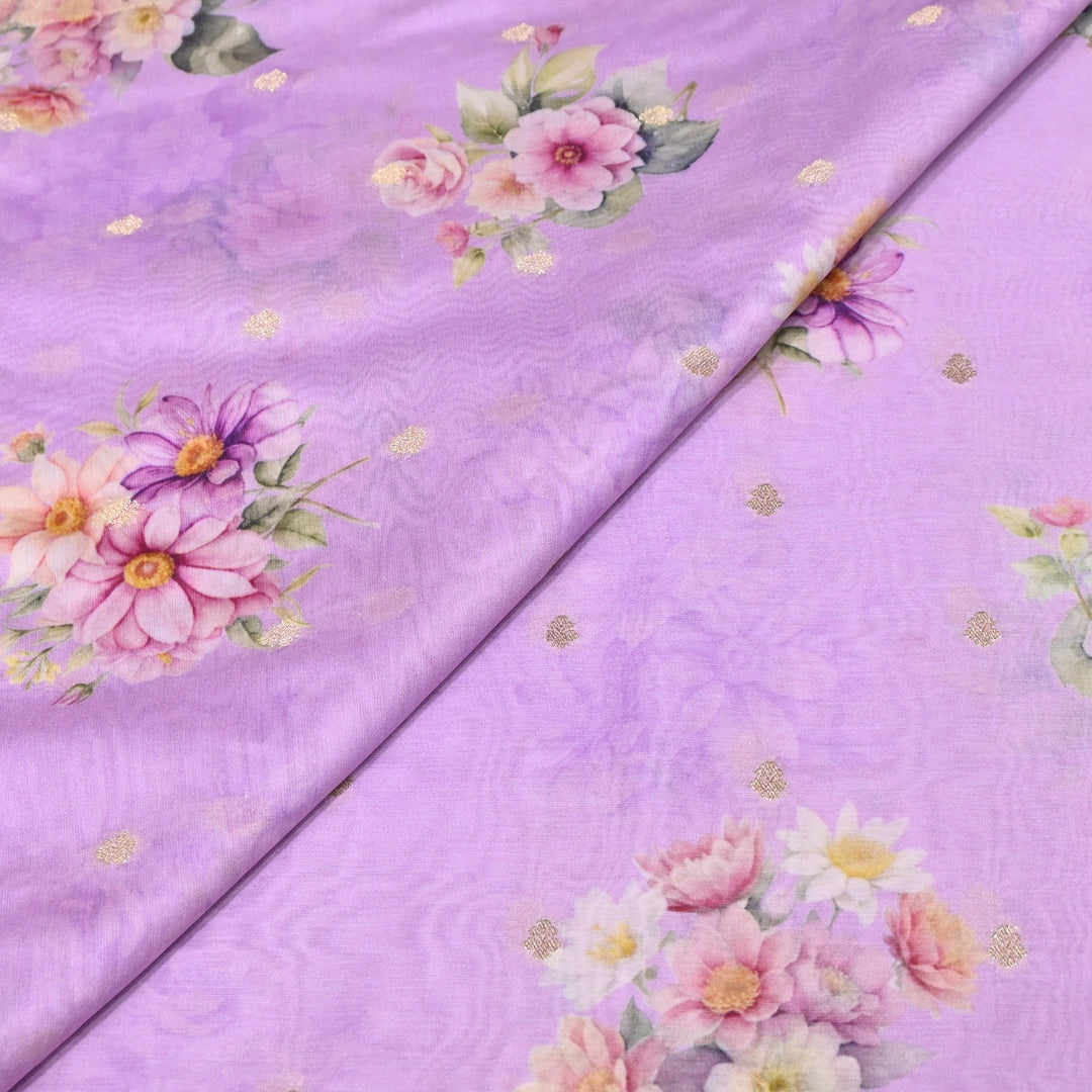Silk Chanderi Zari Print Fabric | Designer Fabric | GE1970-09