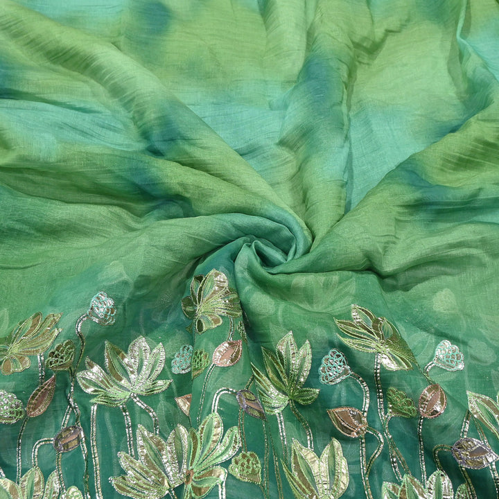 Premium Mul Chanderi Gota & Zari Embroidery Fabric – Luxury Designer Ethnic Fabric | D-16998-3