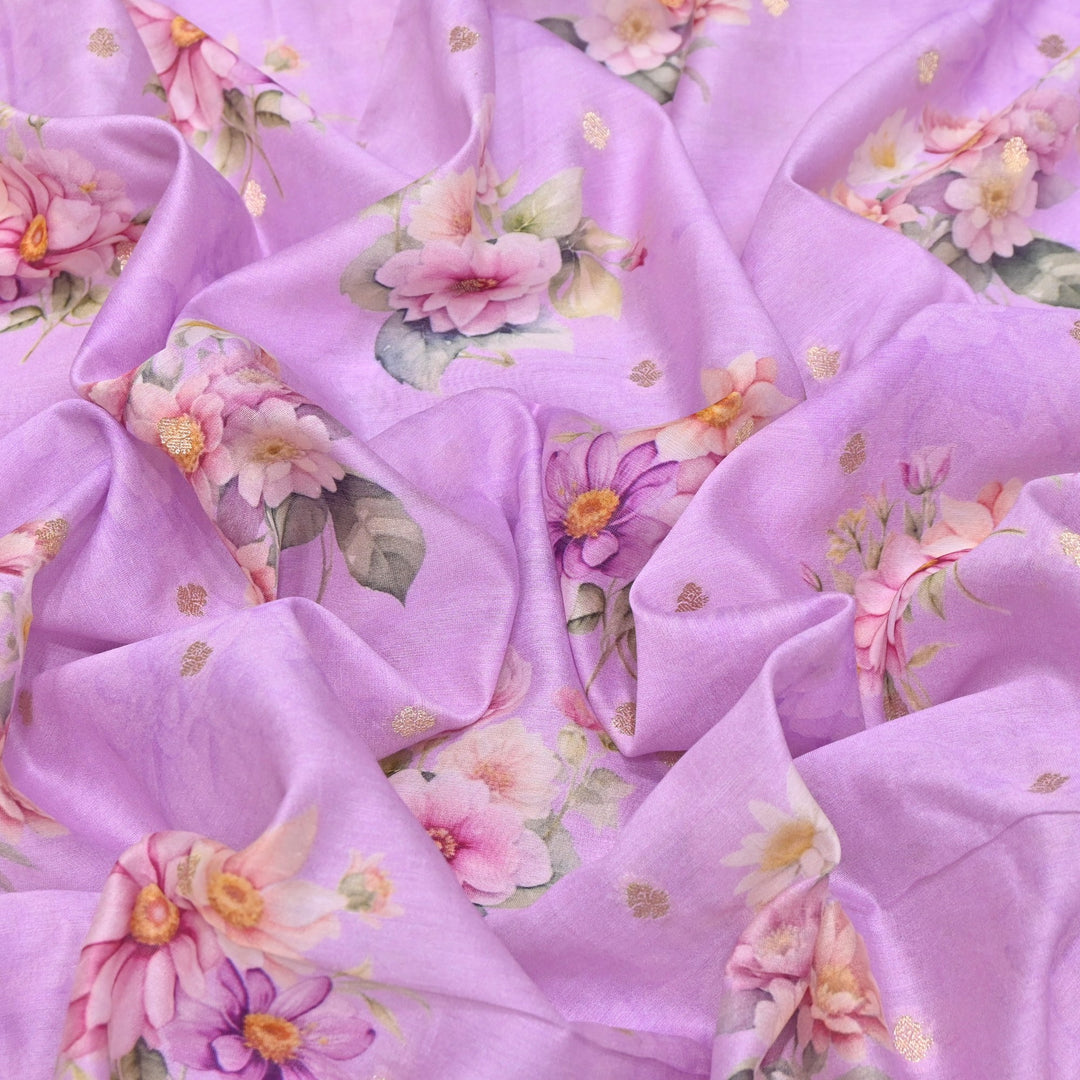 Silk Chanderi Zari Print Fabric | Designer Fabric | GE1970-09