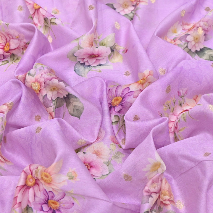 Silk Chanderi Zari Print Fabric | Designer Fabric | GE1970-09