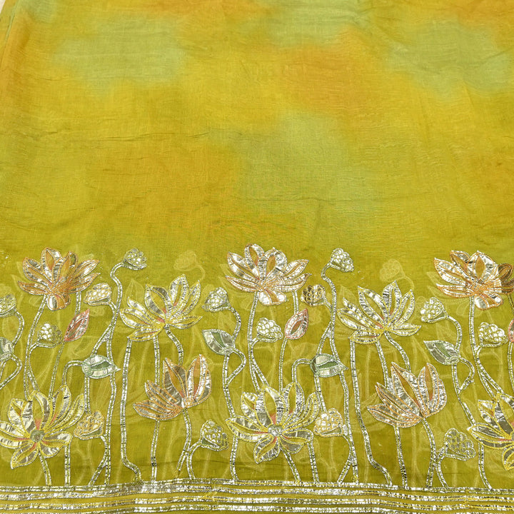 Premium Mul Chanderi Gota & Zari Embroidery Fabric – Luxury Designer Ethnic Fabric | D-16998-4