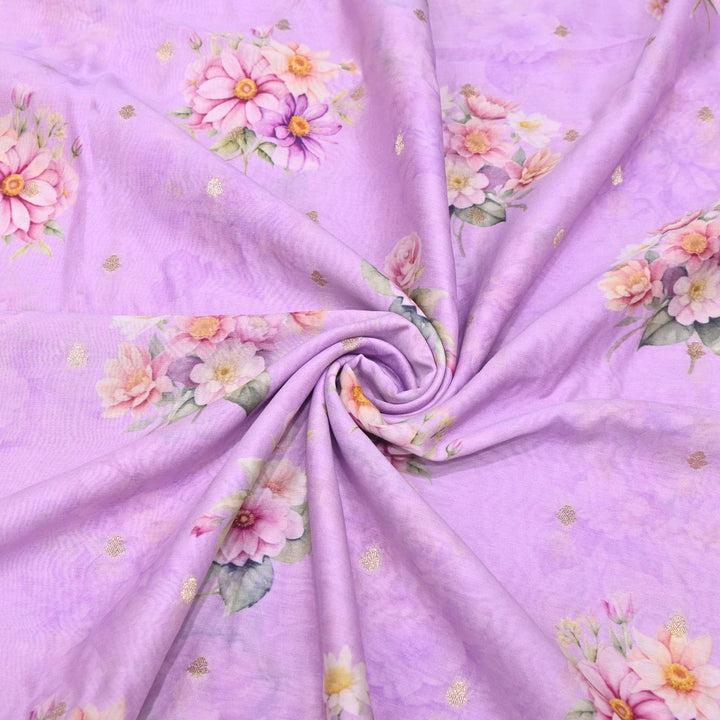Silk Chanderi Zari Print Fabric | Designer Fabric | GE1970-09