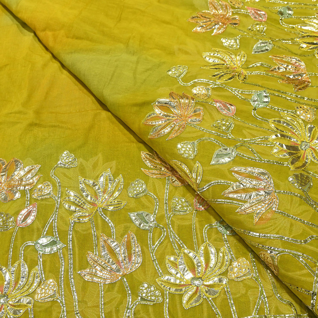 Premium Mul Chanderi Gota & Zari Embroidery Fabric – Luxury Designer Ethnic Fabric | D-16998-4