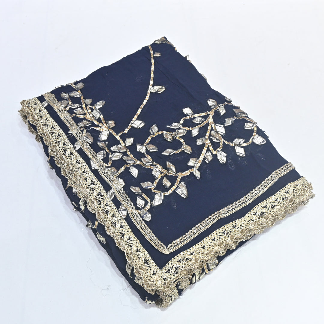 Blue Color Elegant Georgette Dupatta with Gota Patti Work | Festive & Wedding Dupatta  Fabric